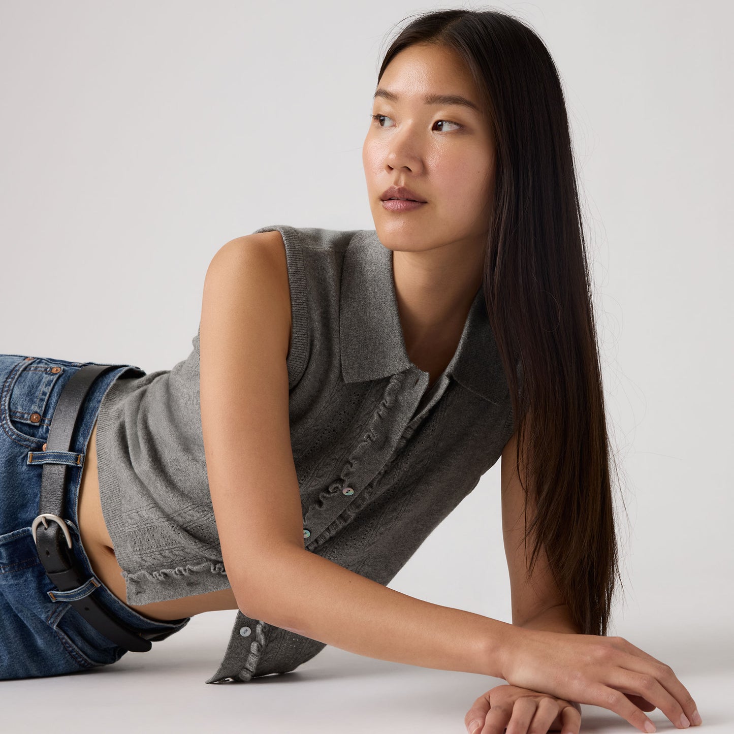 슈퍼소프트 미니 러플 베스트 탑