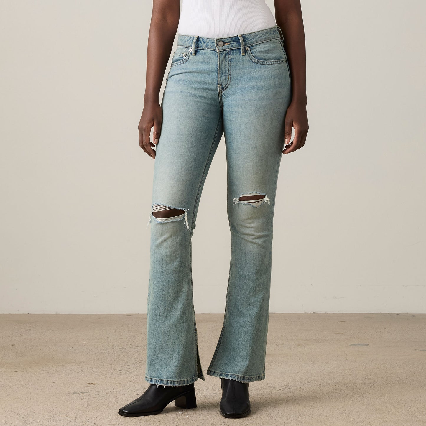 로우 슬림 부츠 진