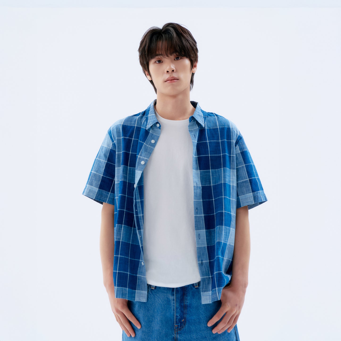 박시 크롭 숏슬립 셔츠