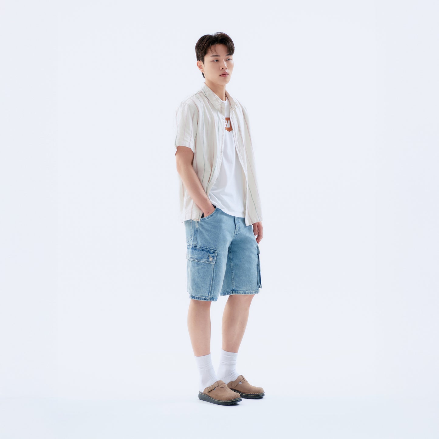 박시 크롭 숏슬립 셔츠