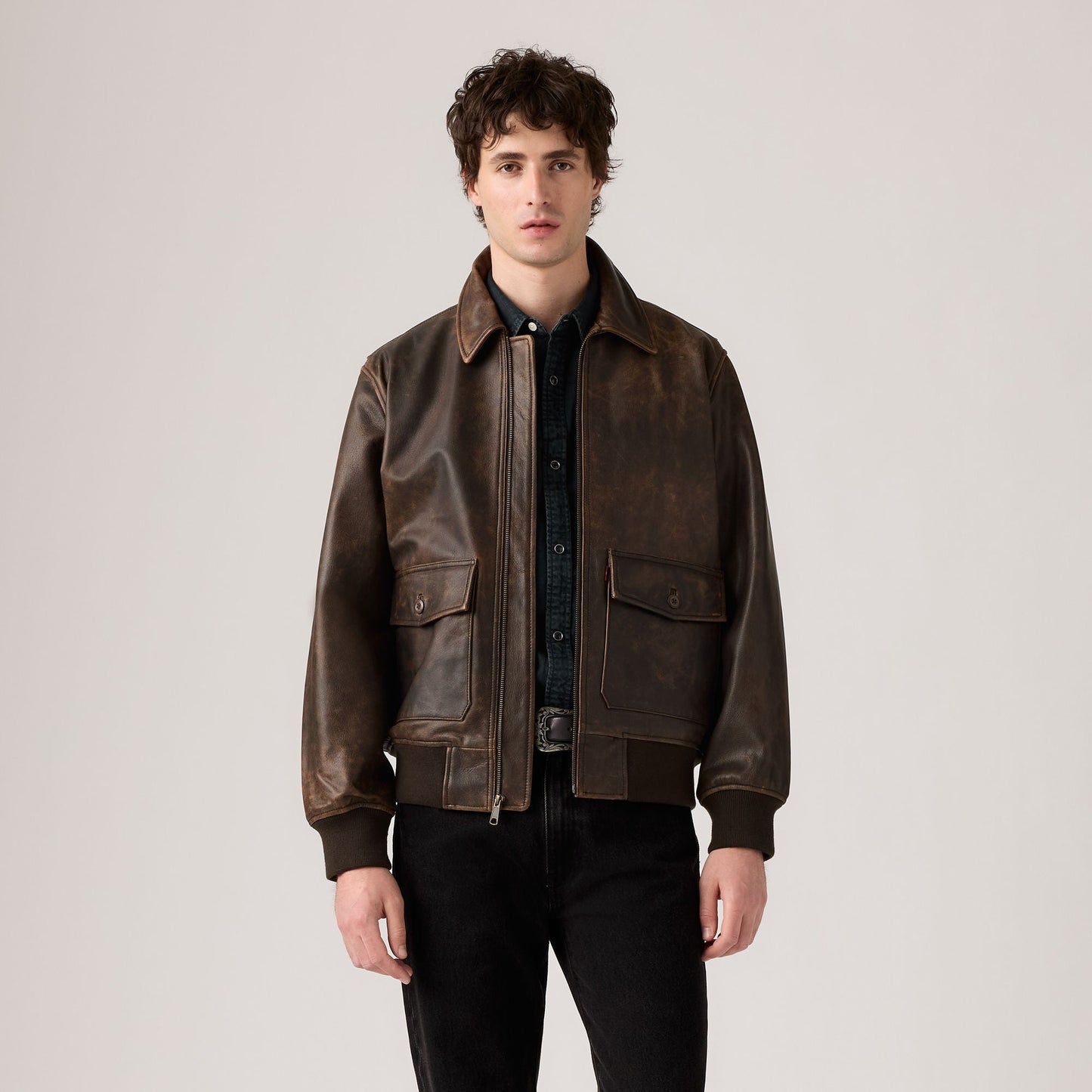 클레이튼 레더 에비에이터 자켓