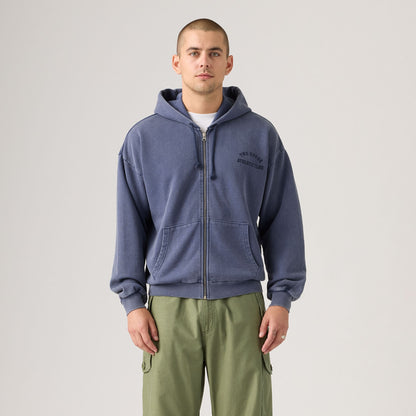 투홀스 크롭 집업 스웻셔츠