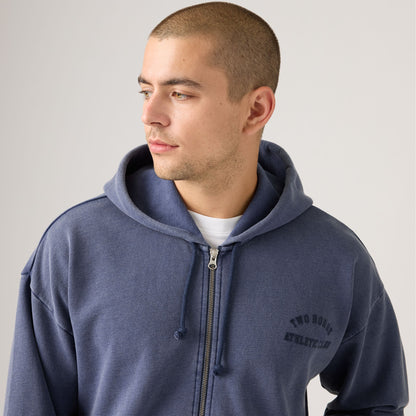 투홀스 크롭 집업 스웻셔츠