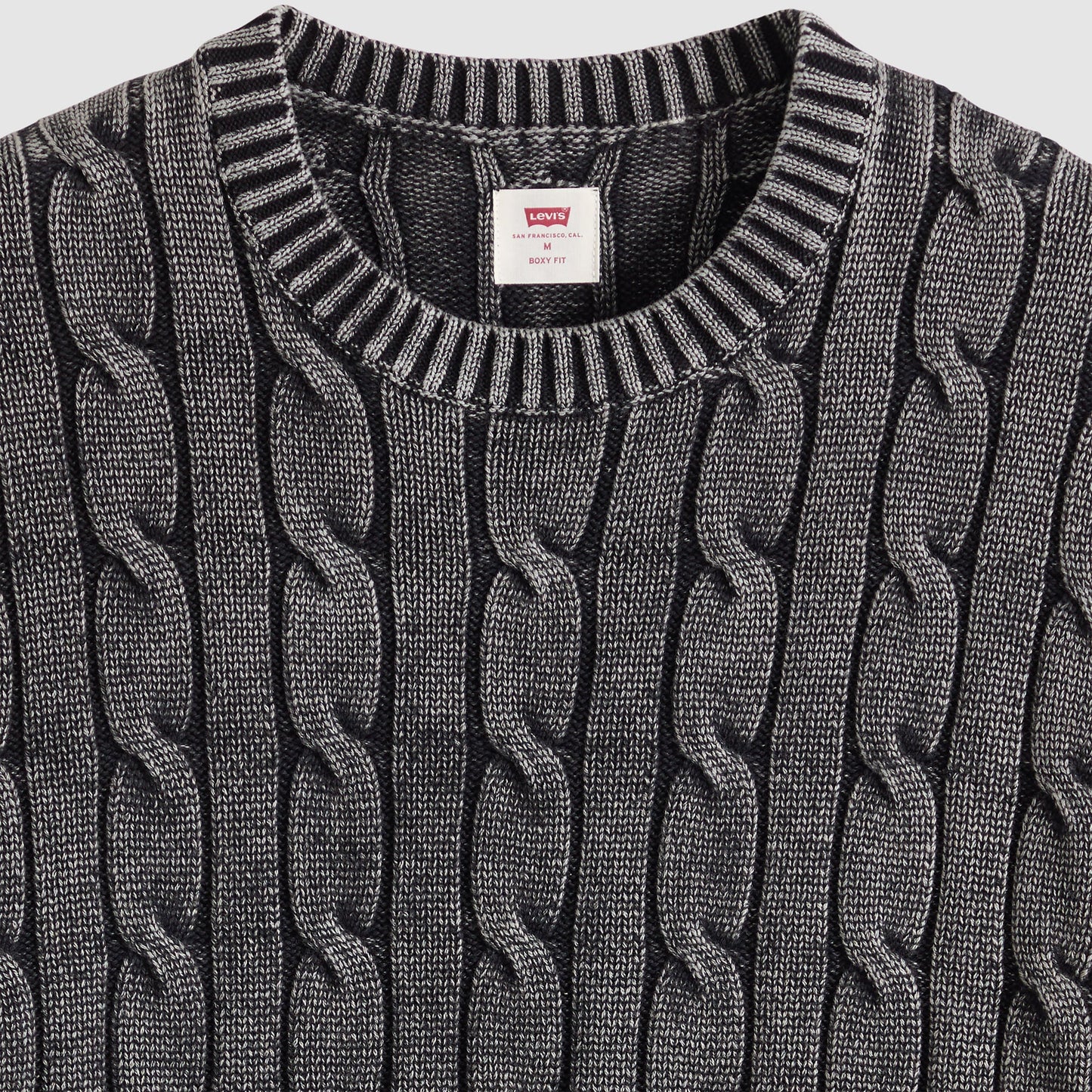 카멜 케이블 크루 스웨터