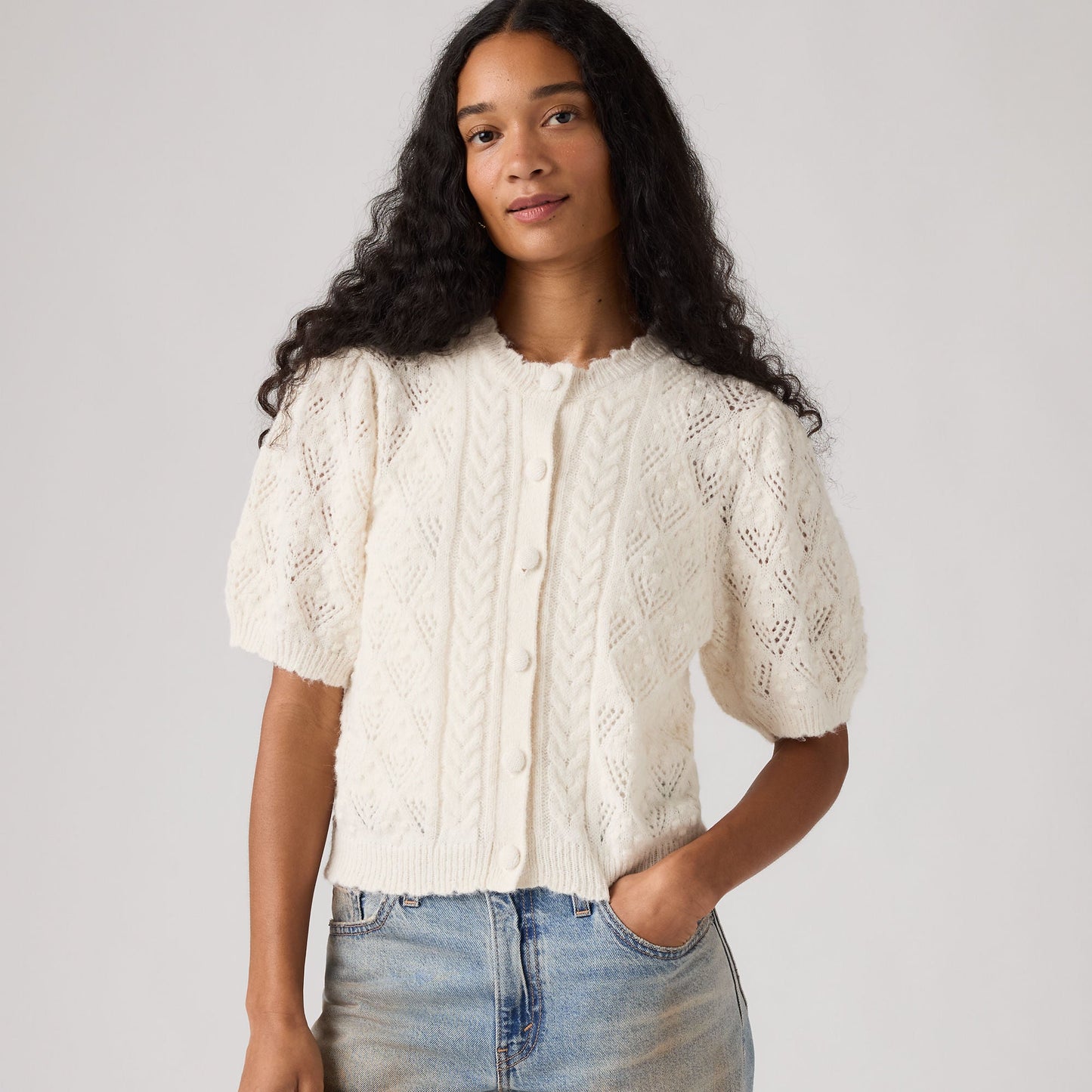 Levi's® Women's Pauline Pointelle Short-Sleeve Cardigan